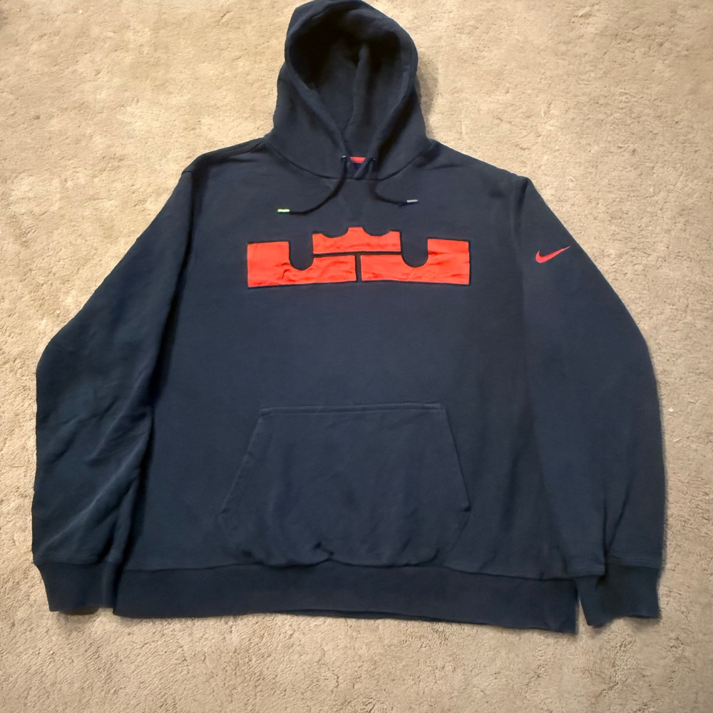 Vitg Nike Lebron Hoodie Sweatshirt Mens Black Red 2XL King James Embroidered